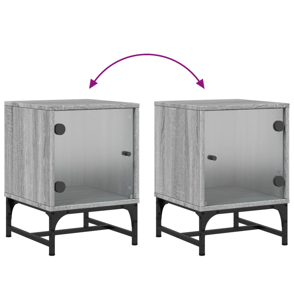 Comodino con Anta in Vetro Grigio Sonoma 35x37x50 cm - homemem39