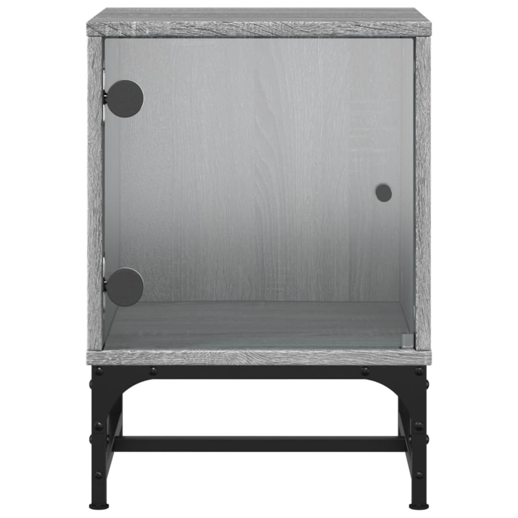 Comodini con Ante in Vetro 2pz Grigio Sonoma 35x37x50 cm - homemem39