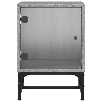 Comodini con Ante in Vetro 2pz Grigio Sonoma 35x37x50 cm - homemem39