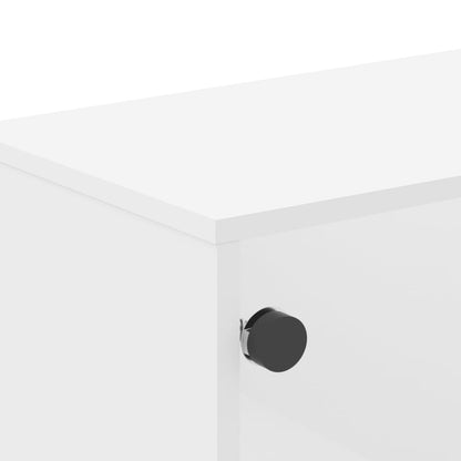 Tavolino da Salotto con Ante in Vetro Bianco 68,5x50x50 cm | homemem39