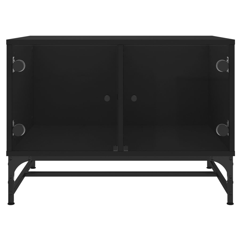 Tavolino da Salotto con Ante in Vetro Nero 68,5x50x50 cm | homemem39