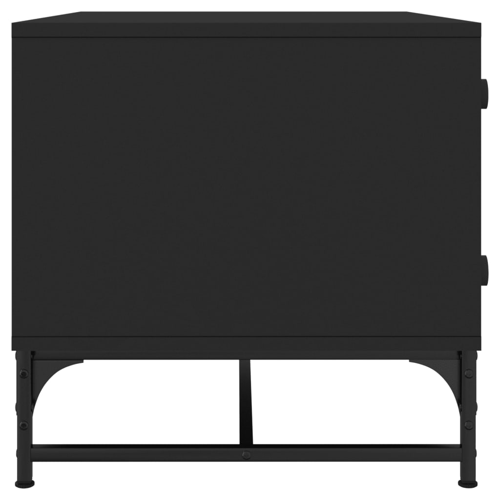 Tavolino da Salotto con Ante in Vetro Nero 68,5x50x50 cm | homemem39