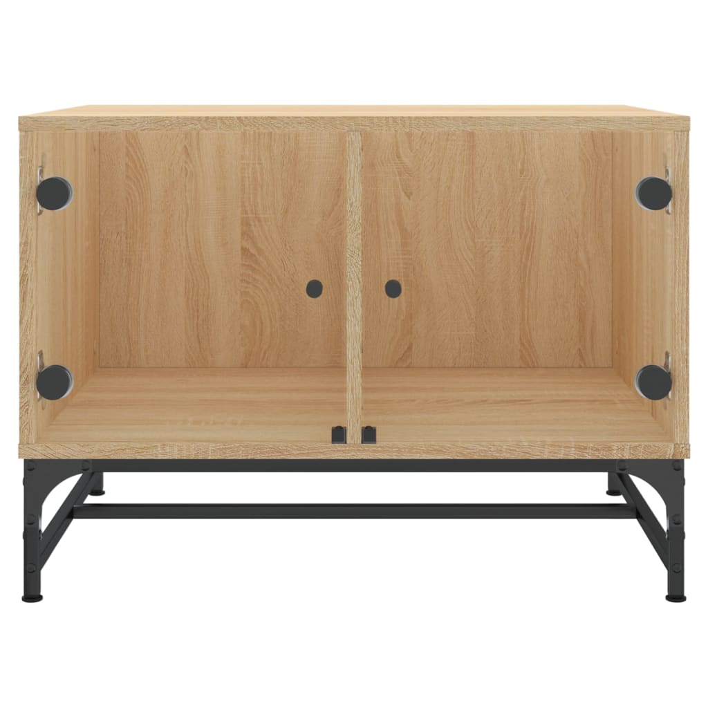 Tavolino Salotto con Ante in Vetro Rovere Sonoma 68,5x50x50 cm | homemem39