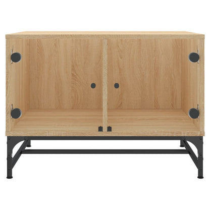 Tavolino Salotto con Ante in Vetro Rovere Sonoma 68,5x50x50 cm | homemem39