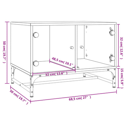 Tavolino Salotto con Ante in Vetro Rovere Sonoma 68,5x50x50 cm | homemem39