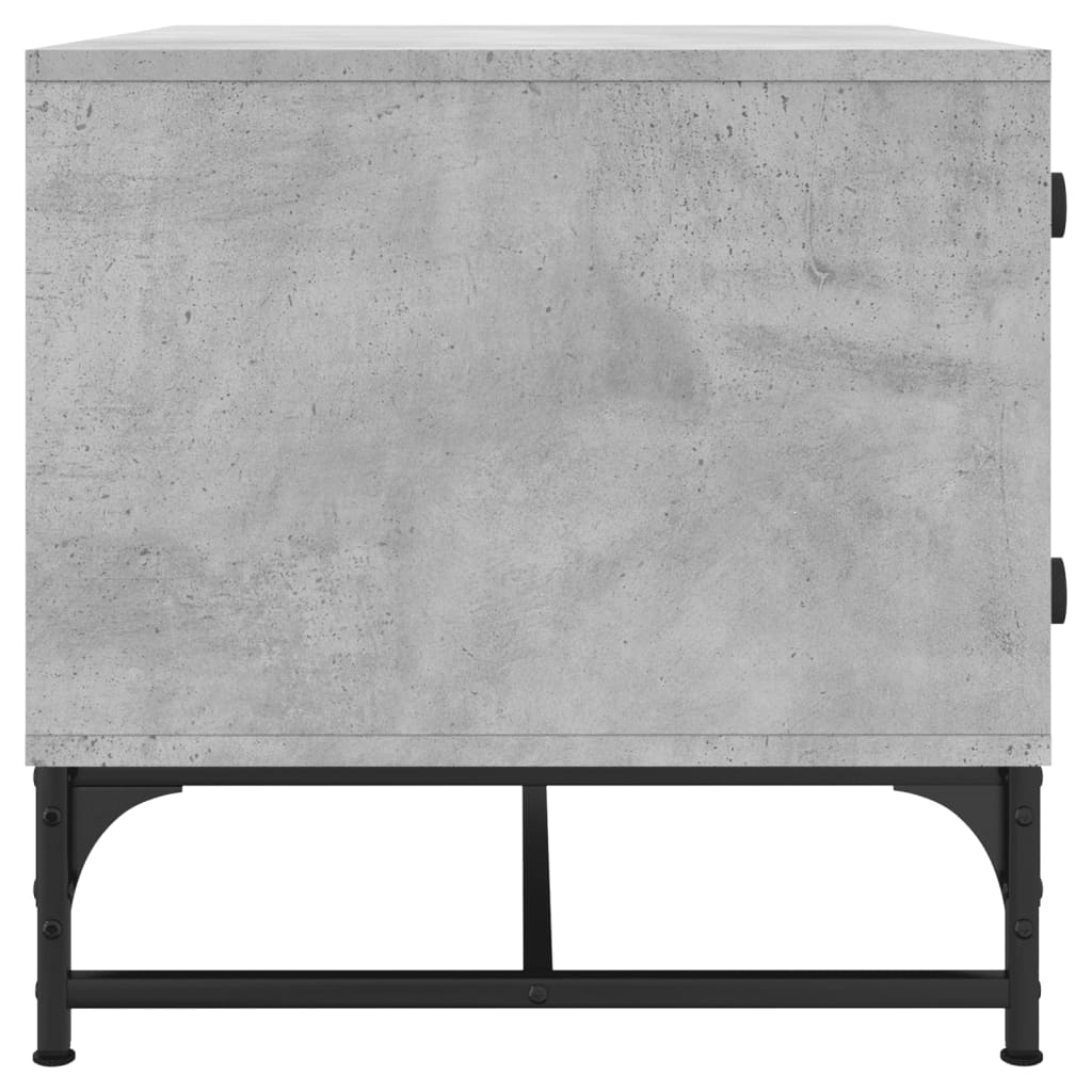 Tavolino Salotto con Ante in Vetro Grigio Cemento 68,5x50x50 cm | homemem39
