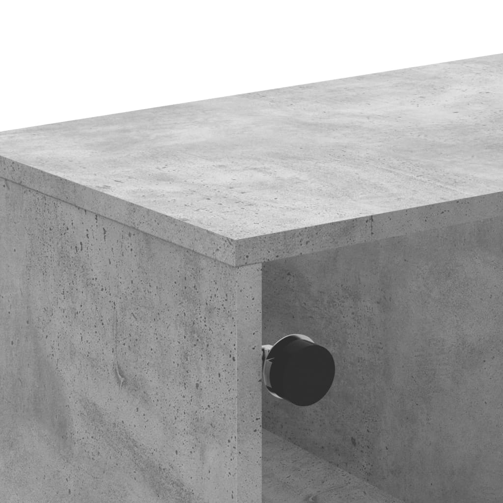 Tavolino Salotto con Ante in Vetro Grigio Cemento 68,5x50x50 cm | homemem39