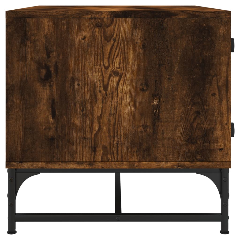 Tavolino da Salotto con Ante in Vetro Rovere Fumo 68,5x50x50 cm | homemem39