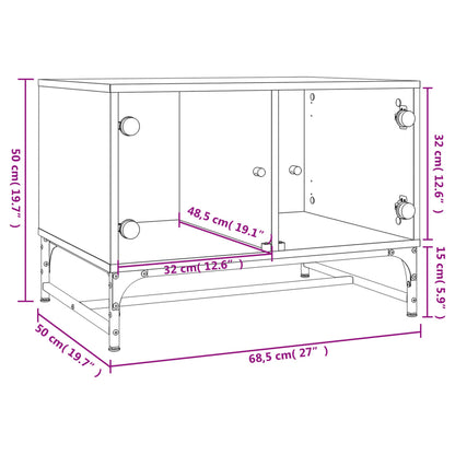 Tavolino da Salotto con Ante in Vetro Rovere Fumo 68,5x50x50 cm | homemem39
