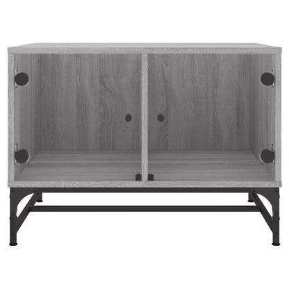 Tavolino Salotto con Ante in Vetro Grigio Sonoma 68,5x50x50 cm | homemem39