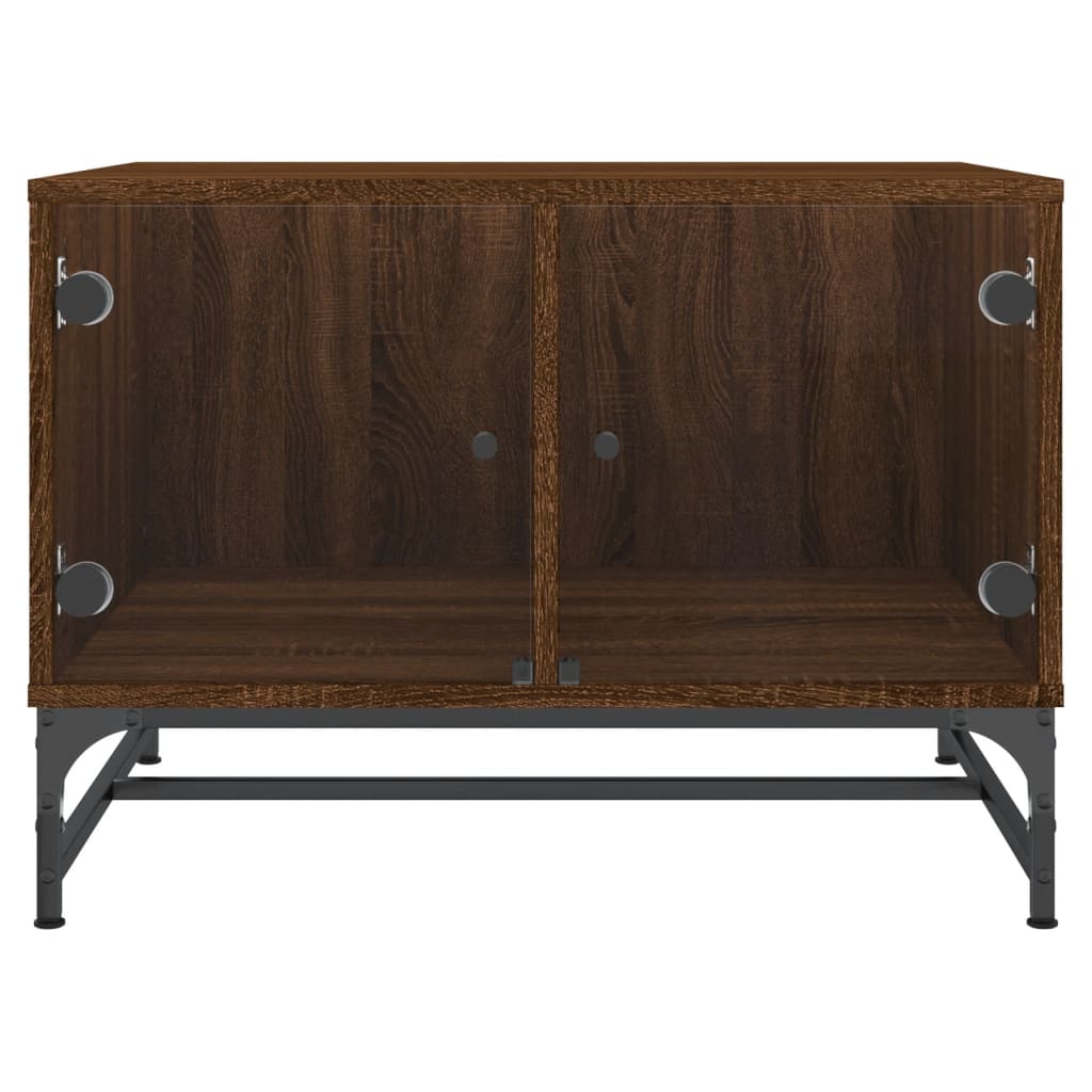 Tavolino Salotto con Ante in Vetro Rovere Marrone 68,5x50x50cm | homemem39