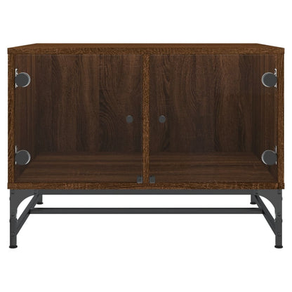 Tavolino Salotto con Ante in Vetro Rovere Marrone 68,5x50x50cm | homemem39