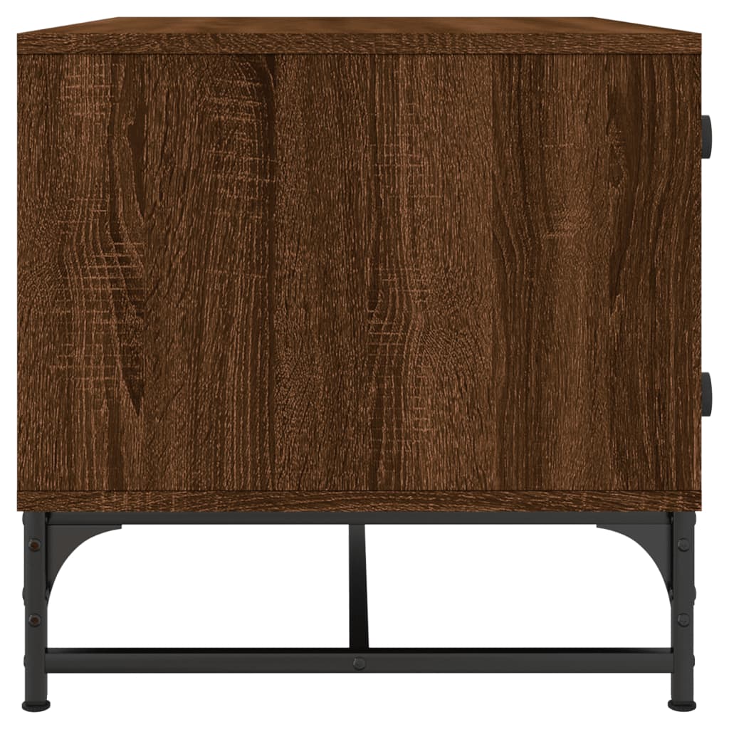 Tavolino Salotto con Ante in Vetro Rovere Marrone 68,5x50x50cm | homemem39