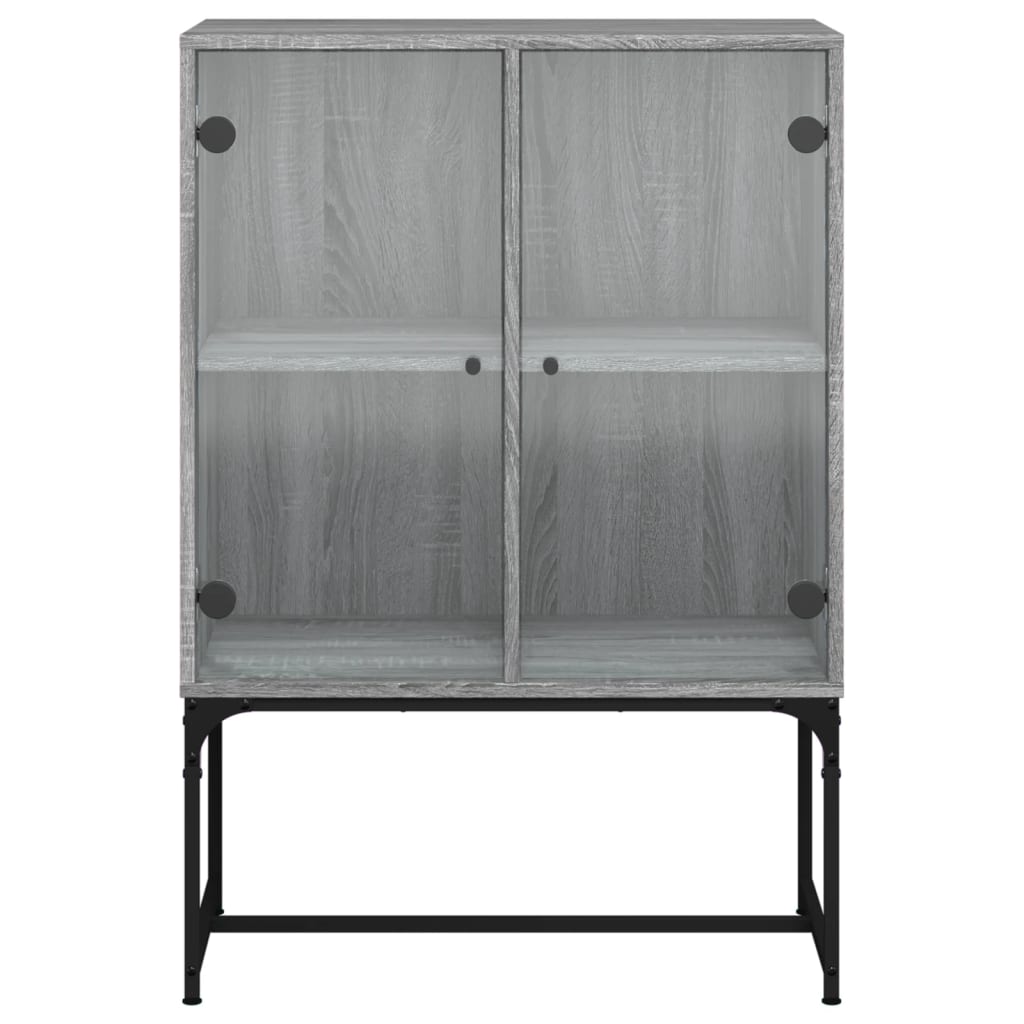Mobile con Ante in Vetro Grigio Sonoma 69x37x100 cm - homemem39
