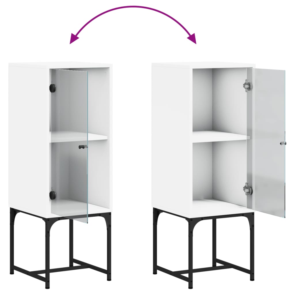 Mobile con Anta in Vetro Bianco 35x37x100 cm - homemem39