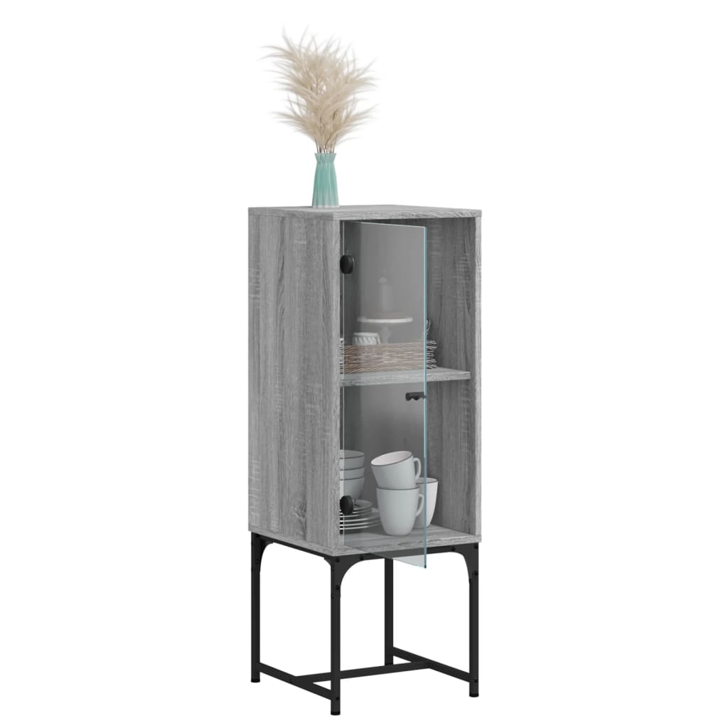 Mobile a Muro con Anta in Vetro Grigio Sonoma 35x37x100 cm - homemem39