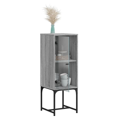 Mobile a Muro con Anta in Vetro Grigio Sonoma 35x37x100 cm - homemem39
