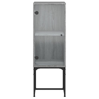 Mobile a Muro con Anta in Vetro Grigio Sonoma 35x37x100 cm - homemem39