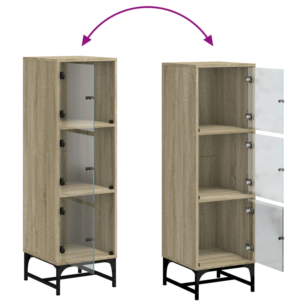 Credenza con Ante in Vetro Rovere Sonoma 35x37x120 cm | homemem39