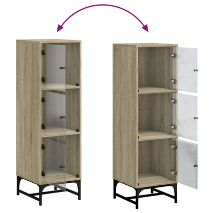 Credenza con Ante in Vetro Rovere Sonoma 35x37x120 cm | homemem39