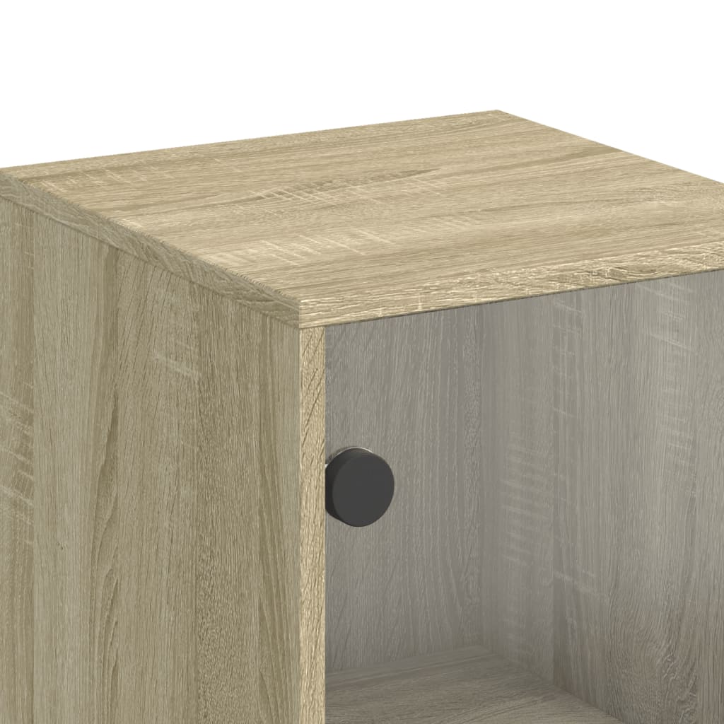 Credenza con Ante in Vetro Rovere Sonoma 35x37x120 cm | homemem39
