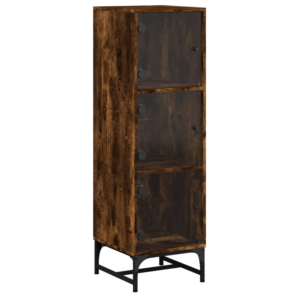Credenza con Ante in Vetro Rovere Fumo 35x37x120 cm | homemem39