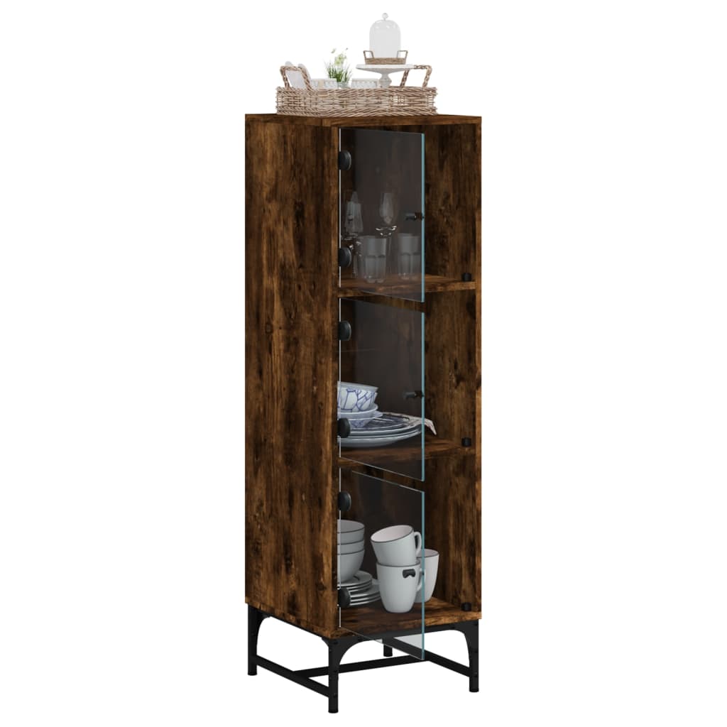 Credenza con Ante in Vetro Rovere Fumo 35x37x120 cm | homemem39