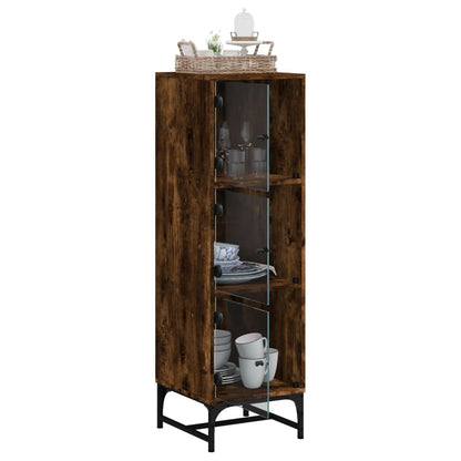 Credenza con Ante in Vetro Rovere Fumo 35x37x120 cm | homemem39