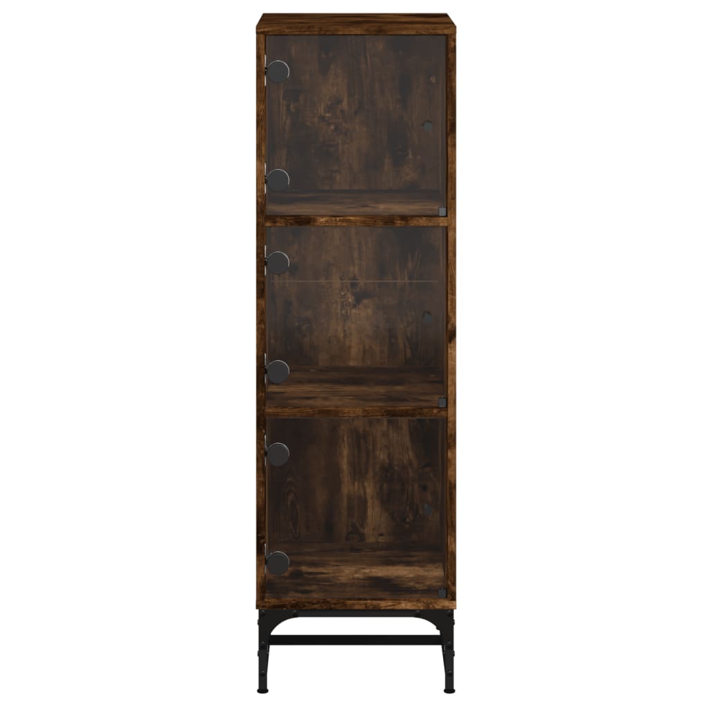 Credenza con Ante in Vetro Rovere Fumo 35x37x120 cm | homemem39