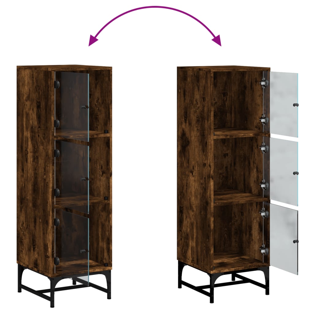 Credenza con Ante in Vetro Rovere Fumo 35x37x120 cm | homemem39