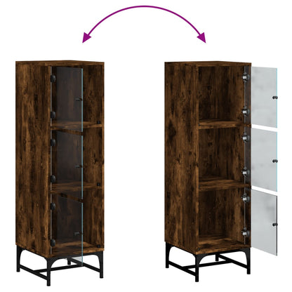 Credenza con Ante in Vetro Rovere Fumo 35x37x120 cm | homemem39