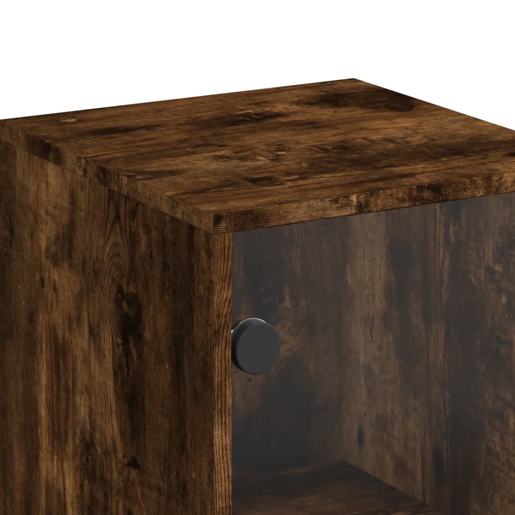 Credenza con Ante in Vetro Rovere Fumo 35x37x120 cm | homemem39
