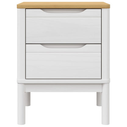 Comodino FLORO Bianco 45x39x57 cm in Legno Massello di Pino - homemem39