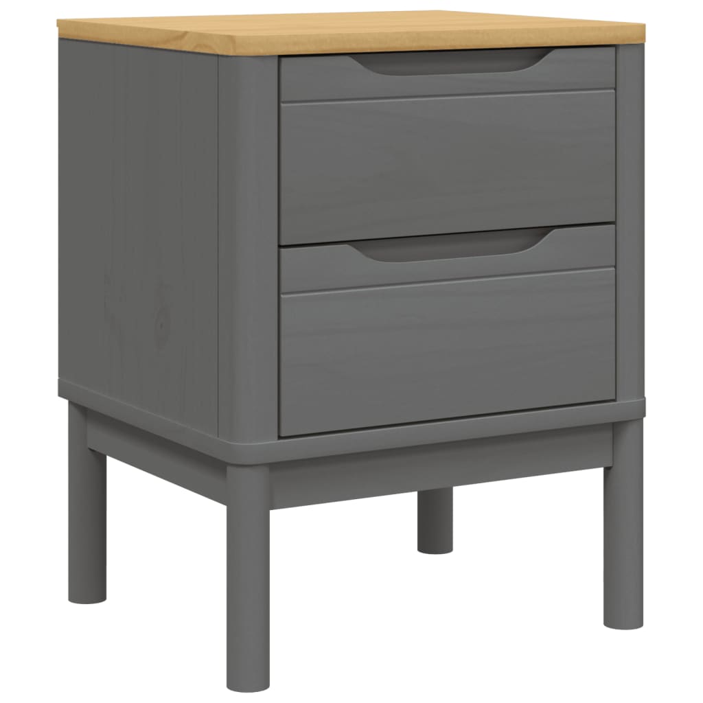 Comodino FLORO Grigio 45x39x57 cm in Legno Massello di Pino - homemem39