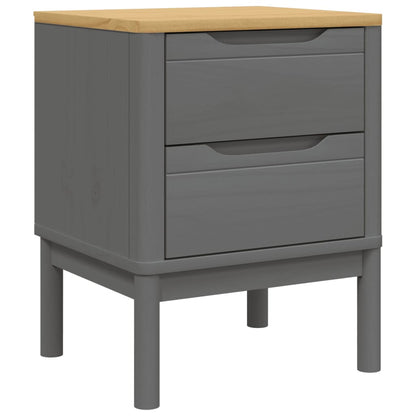 Comodino FLORO Grigio 45x39x57 cm in Legno Massello di Pino - homemem39