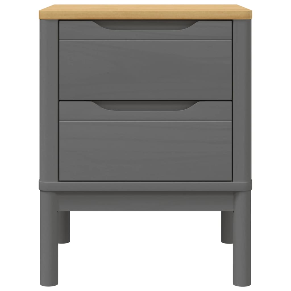 Comodino FLORO Grigio 45x39x57 cm in Legno Massello di Pino - homemem39