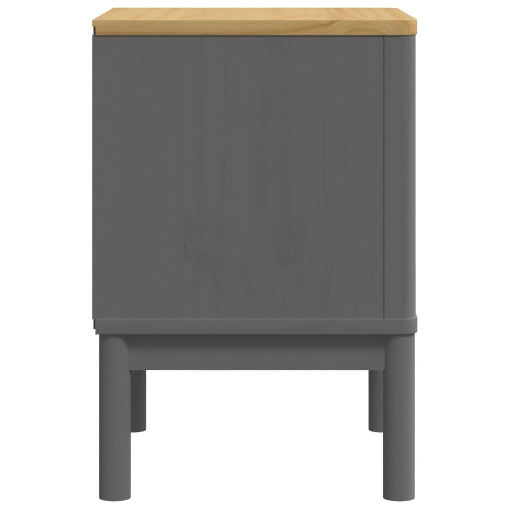 Comodino FLORO Grigio 45x39x57 cm in Legno Massello di Pino - homemem39
