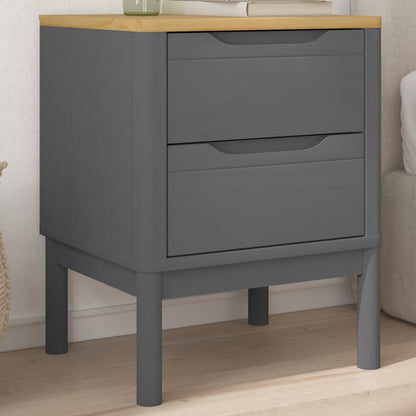 Comodino FLORO Grigio 45x39x57 cm in Legno Massello di Pino - homemem39