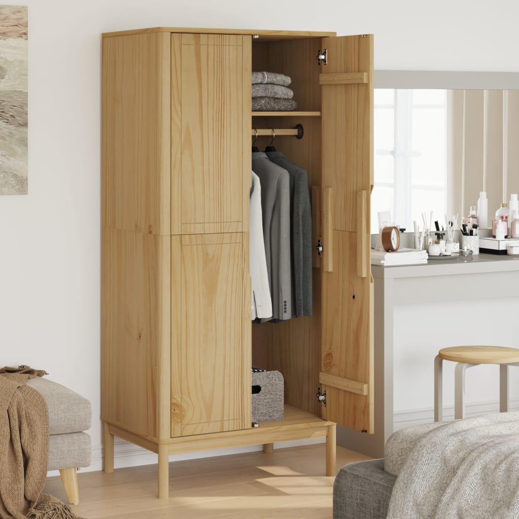 Armadio FLORO Marrone Cera 77x53x171 cm Legno Massello di Pino - homemem39