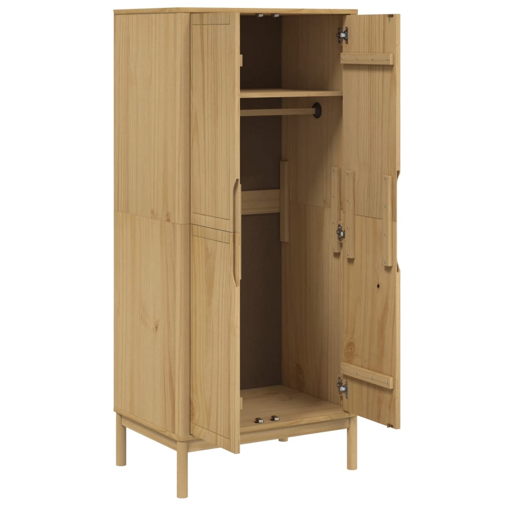 Armadio FLORO Marrone Cera 77x53x171 cm Legno Massello di Pino - homemem39