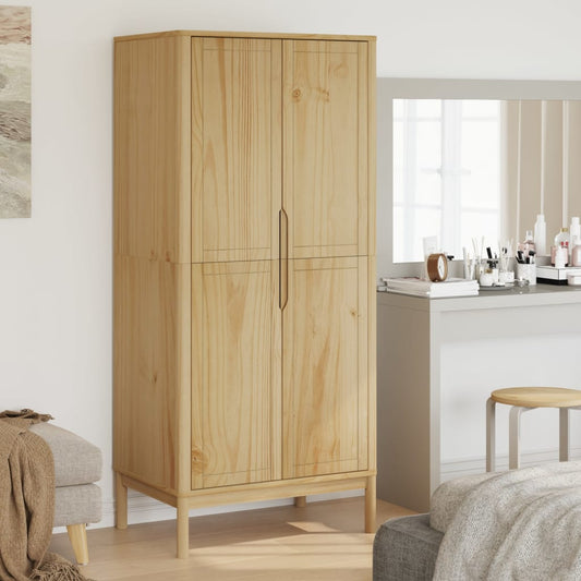 Armadio FLORO Marrone Cera 77x53x171 cm Legno Massello di Pino - homemem39