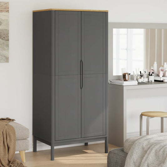 Armadio FLORO 77x53x171 cm in Legno Massello di Pino Grigio | homemem39
