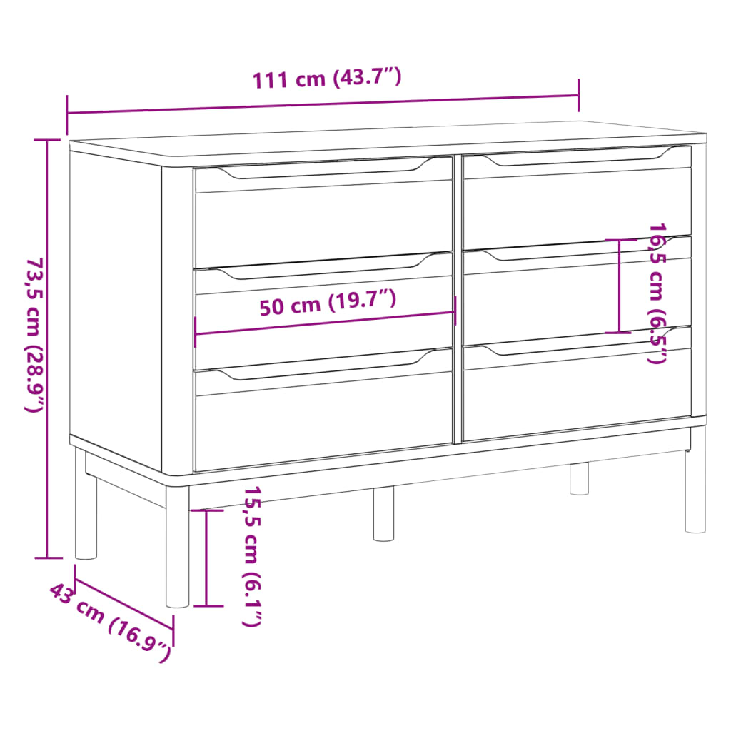 Cassettiera FLORO Marrone Cera in Legno Masselo di Pino - homemem39