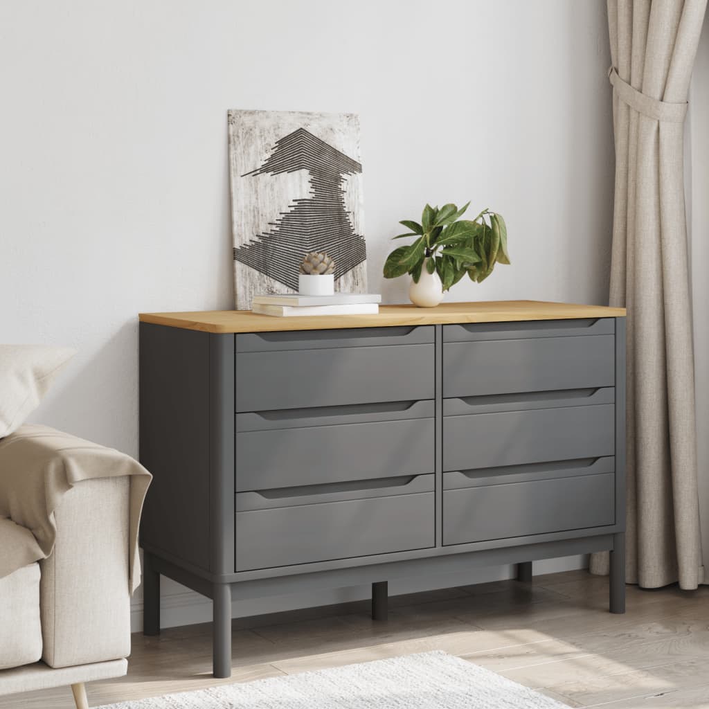 Cassettiera FLORO Grigia in Legno Massello di Pino | homemem39