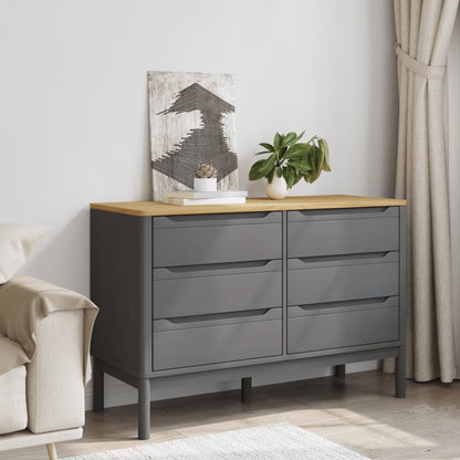 Cassettiera FLORO Grigia in Legno Massello di Pino | homemem39