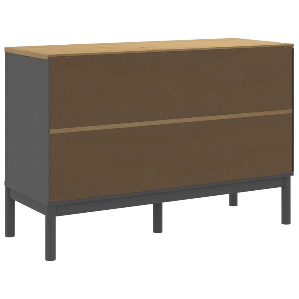 Cassettiera FLORO Grigia in Legno Massello di Pino - homemem39