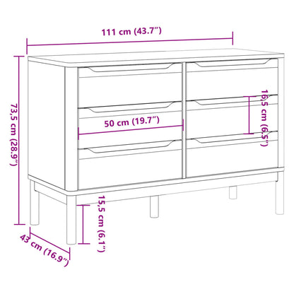 Cassettiera FLORO Grigia in Legno Massello di Pino - homemem39