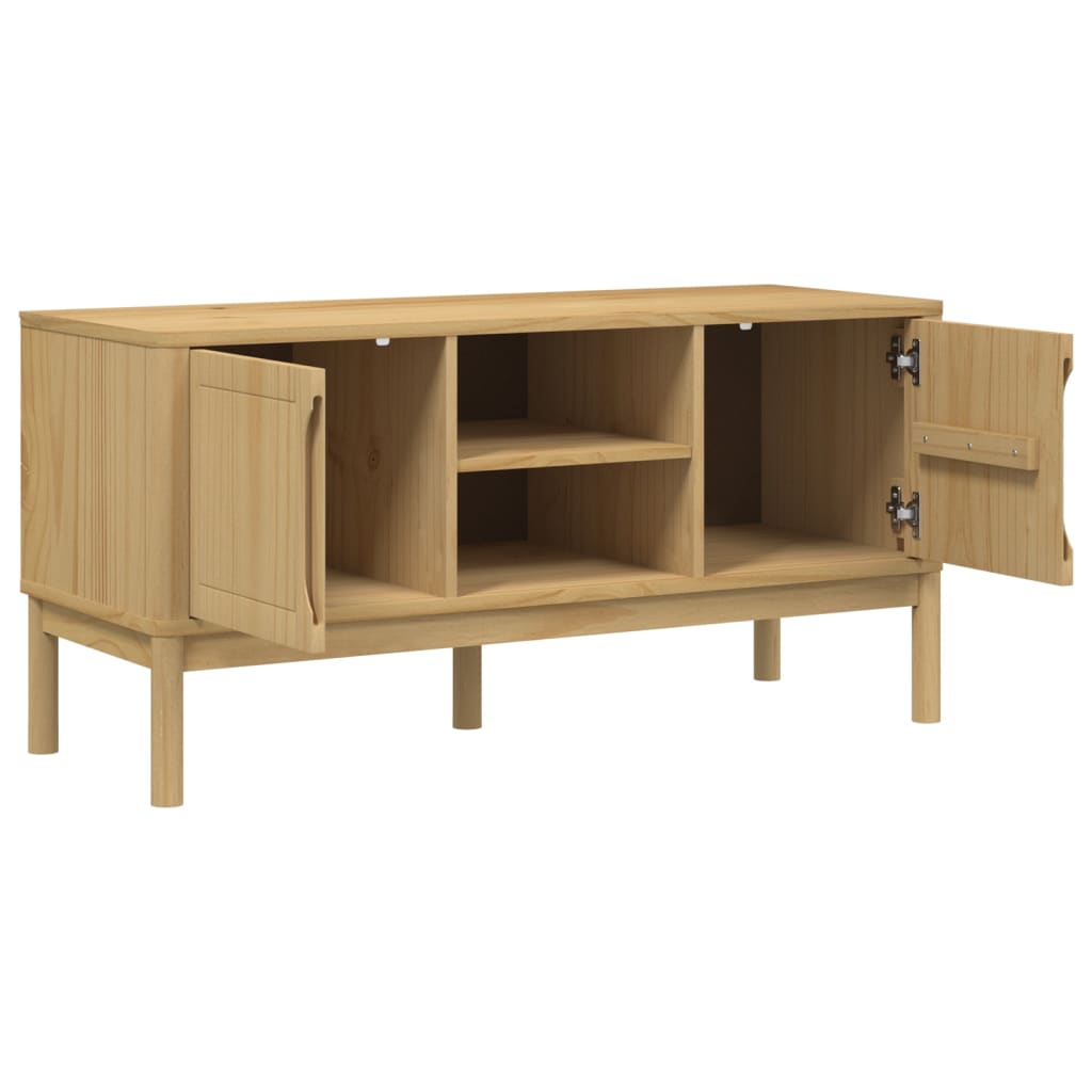 Mobile TV FLORO Marrone Cera 114x43x55 cm in Legno di Pino - homemem39
