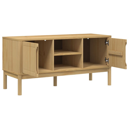 Mobile TV FLORO Marrone Cera 114x43x55 cm in Legno di Pino - homemem39