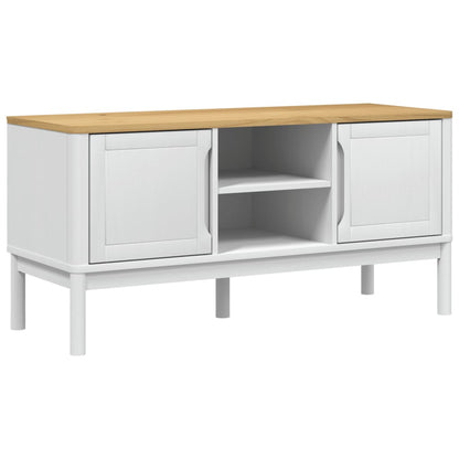 Mobile TV FLORO Bianca 114x43x55 cm in Legno Massello di Pino